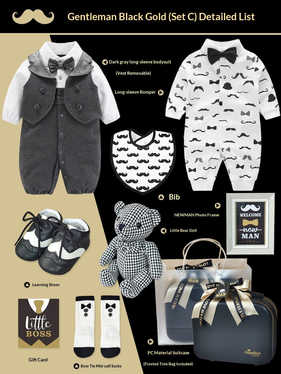 Baby High-End Gift Box Little Gentleman Black And Gold