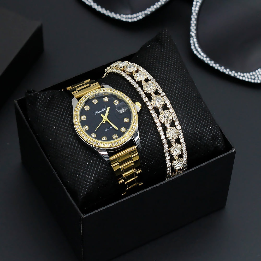 Women's Luxury Diamond Watch & Bracelet Gift Box