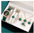 Women's Watch Necklace Bracelet Ring Stud Earrings Gift Box