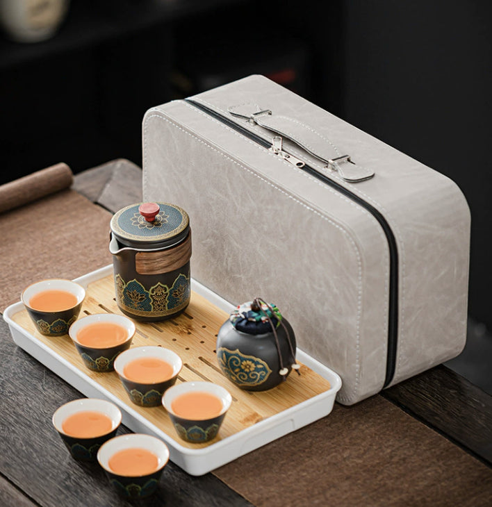 Tea Set Ceramic One Pot Four Cups Gift Box