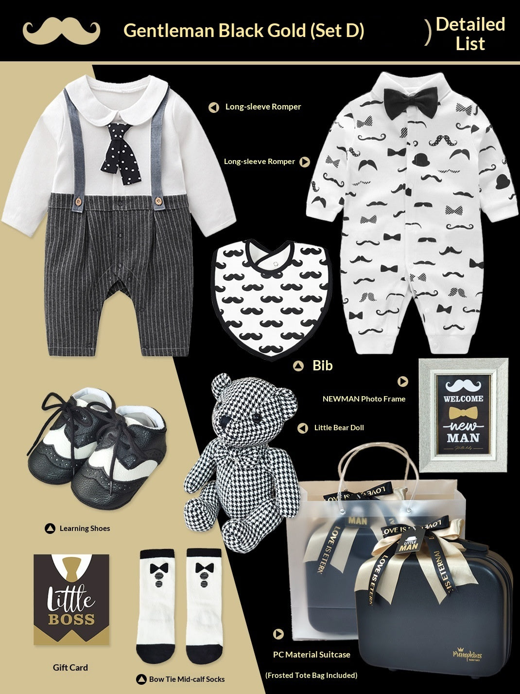 Baby High-End Gift Box Little Gentleman Black And Gold