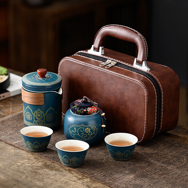 Tea Set Ceramic One Pot Four Cups Gift Box