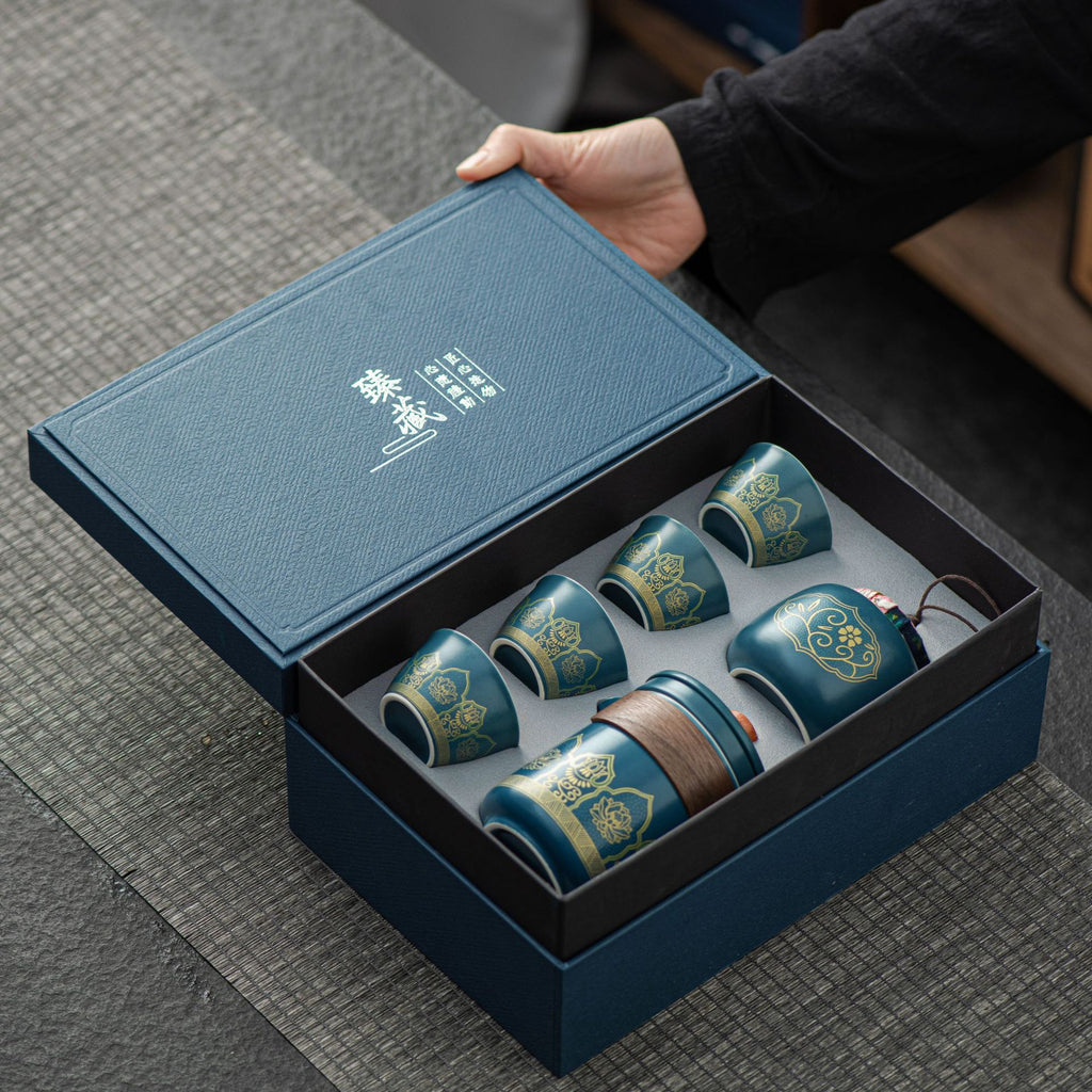 Tea Set Ceramic One Pot Four Cups Gift Box