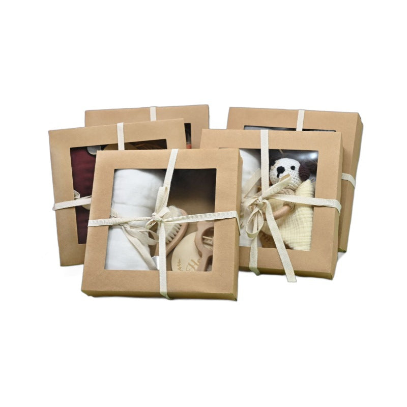 Baby Crochet Wooden Rattle Birth Gift Box