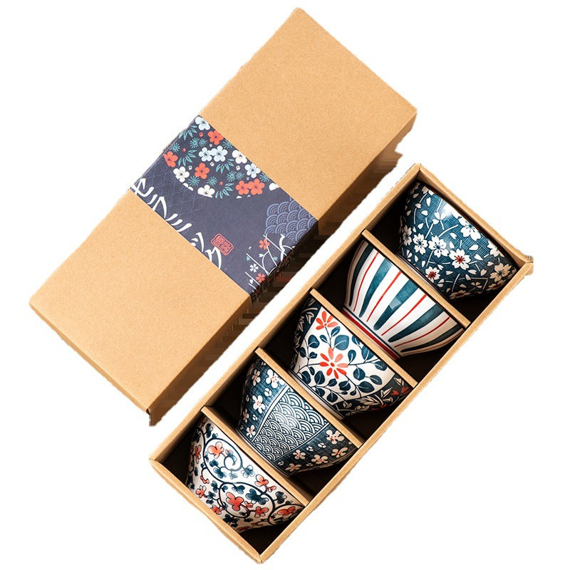 Japanese-style Cowhide Ceramic Bowl Dish & Plate Gift Box