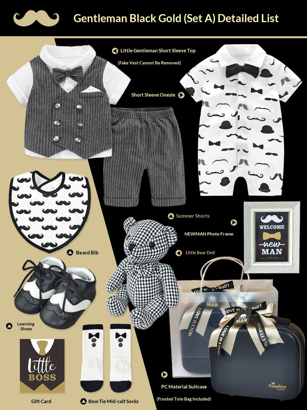 Baby High-End Gift Box Little Gentleman Black And Gold
