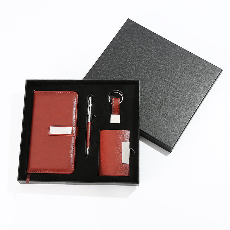 Notebook Signature Pen Keychain Business Card Holder Four-piece Set Gift Box