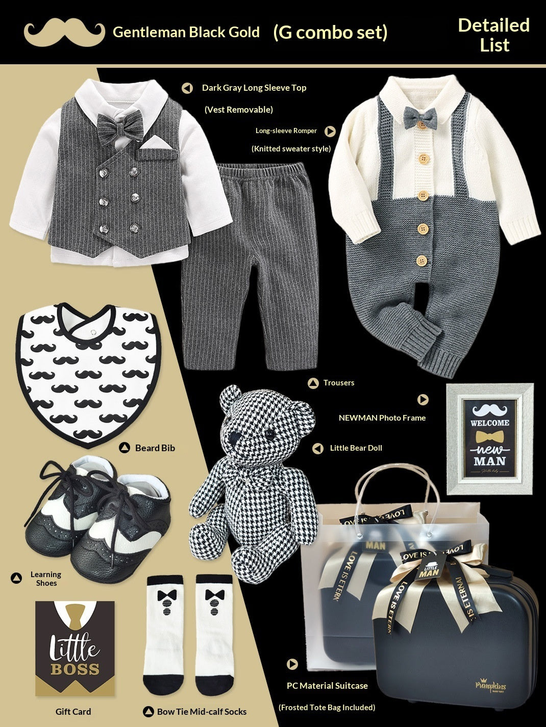 Baby High-End Gift Box Little Gentleman Black And Gold