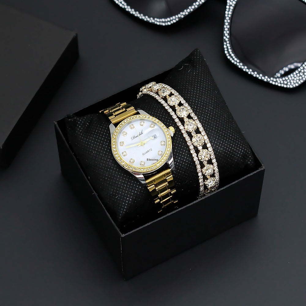 Women's Luxury Diamond Watch & Bracelet Gift Box