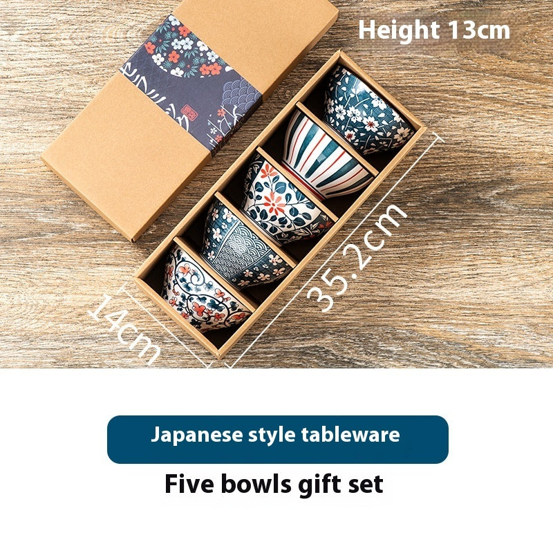 Japanese-style Cowhide Ceramic Bowl Dish & Plate Gift Box