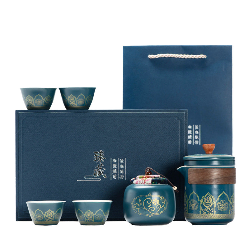 Tea Set Ceramic One Pot Four Cups Gift Box