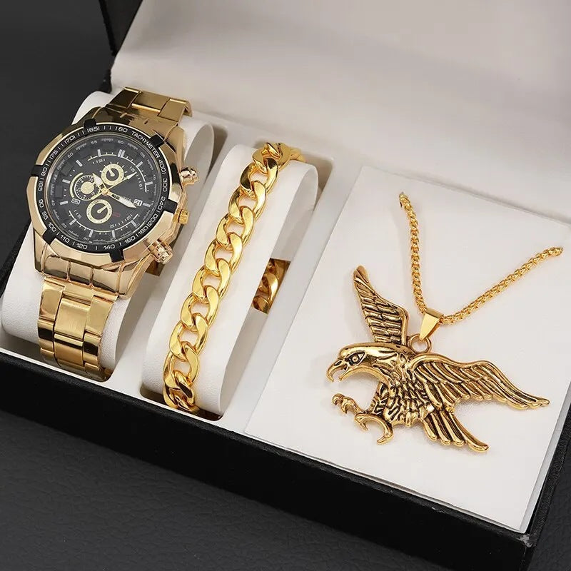 Women's Watch Necklace Bracelet Ring Stud Earrings Gift Box