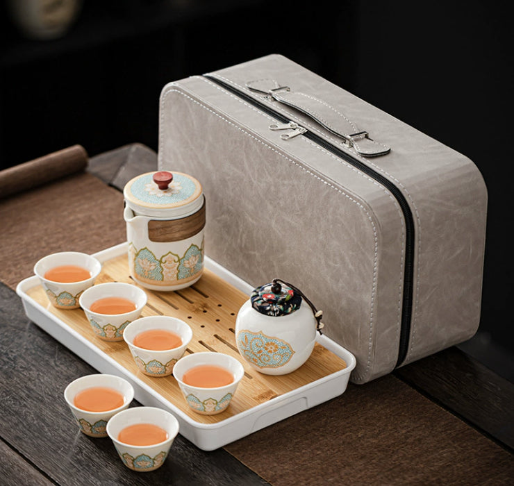 Tea Set Ceramic One Pot Four Cups Gift Box