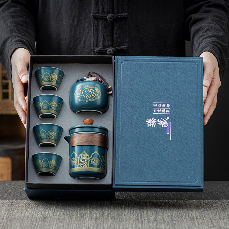 Tea Set Ceramic One Pot Four Cups Gift Box