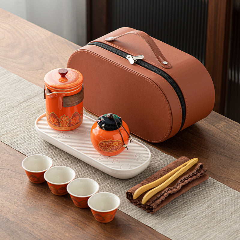 Tea Set Ceramic One Pot Four Cups Gift Box