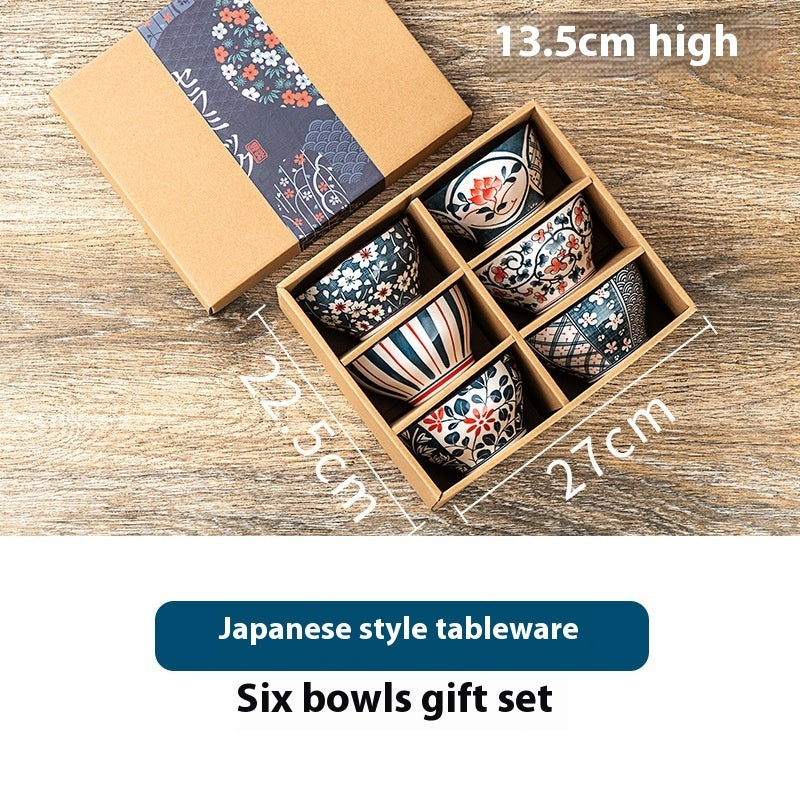 Japanese-style Cowhide Ceramic Bowl Dish & Plate Gift Box