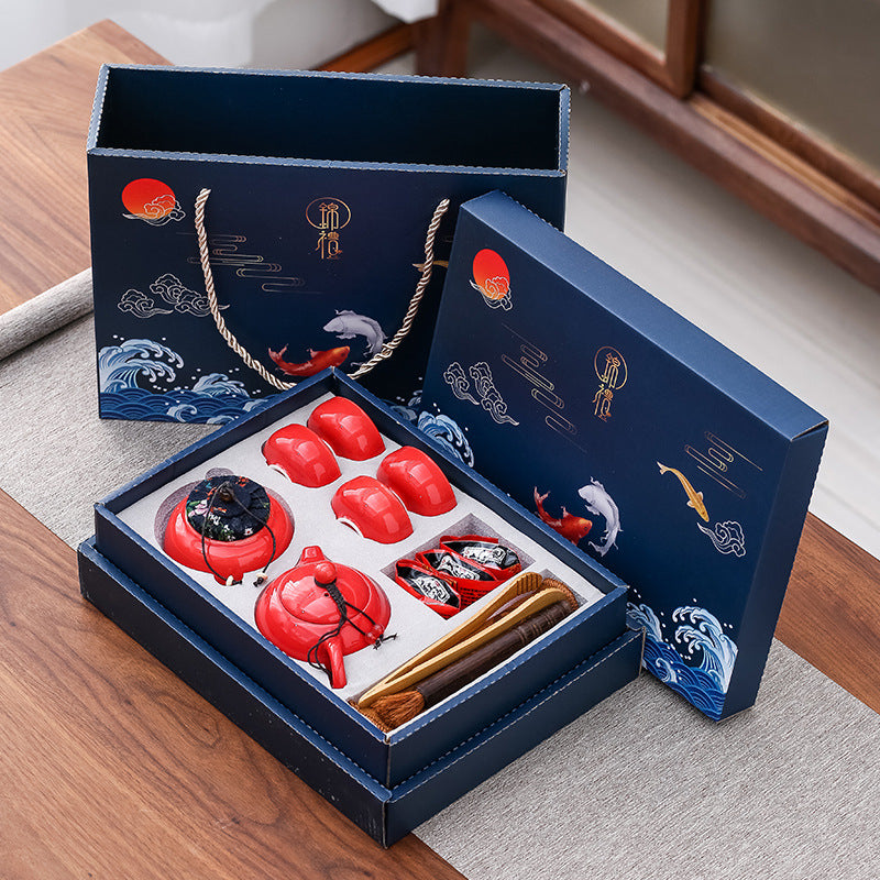 Teaware Pot & Set of Four Cups Gift Box
