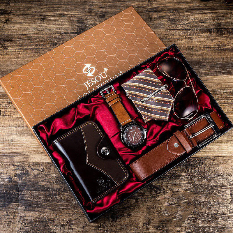 Men's Watch Belt Tie Wallet Gift Box