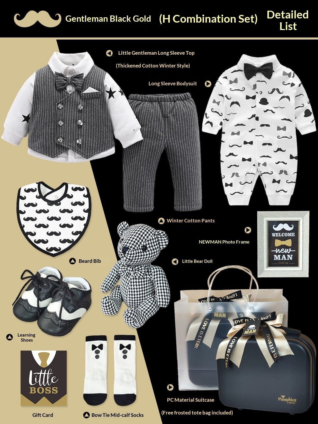 Baby High-End Gift Box Little Gentleman Black And Gold