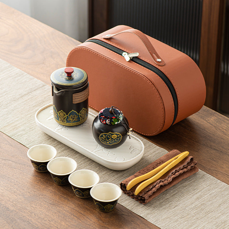 Tea Set Ceramic One Pot Four Cups Gift Box