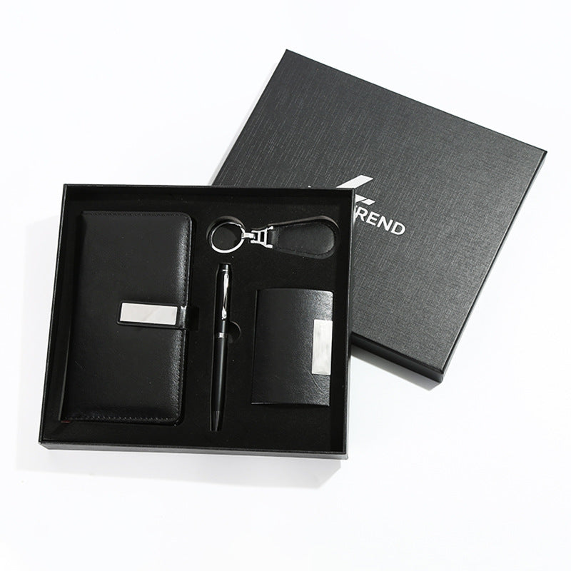 Notebook Signature Pen Keychain Business Card Holder Four-piece Set Gift Box