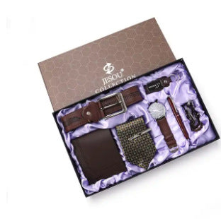 Men's Watch Belt Tie Wallet Gift Box