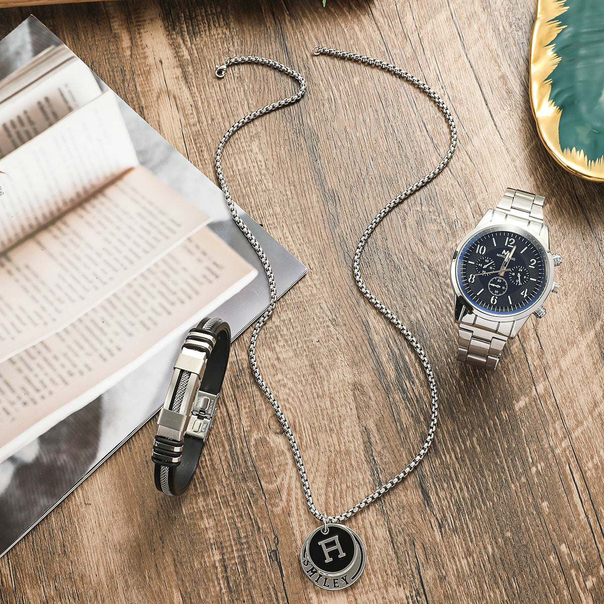 Men's Business Bracelet & Necklace Watch Basket