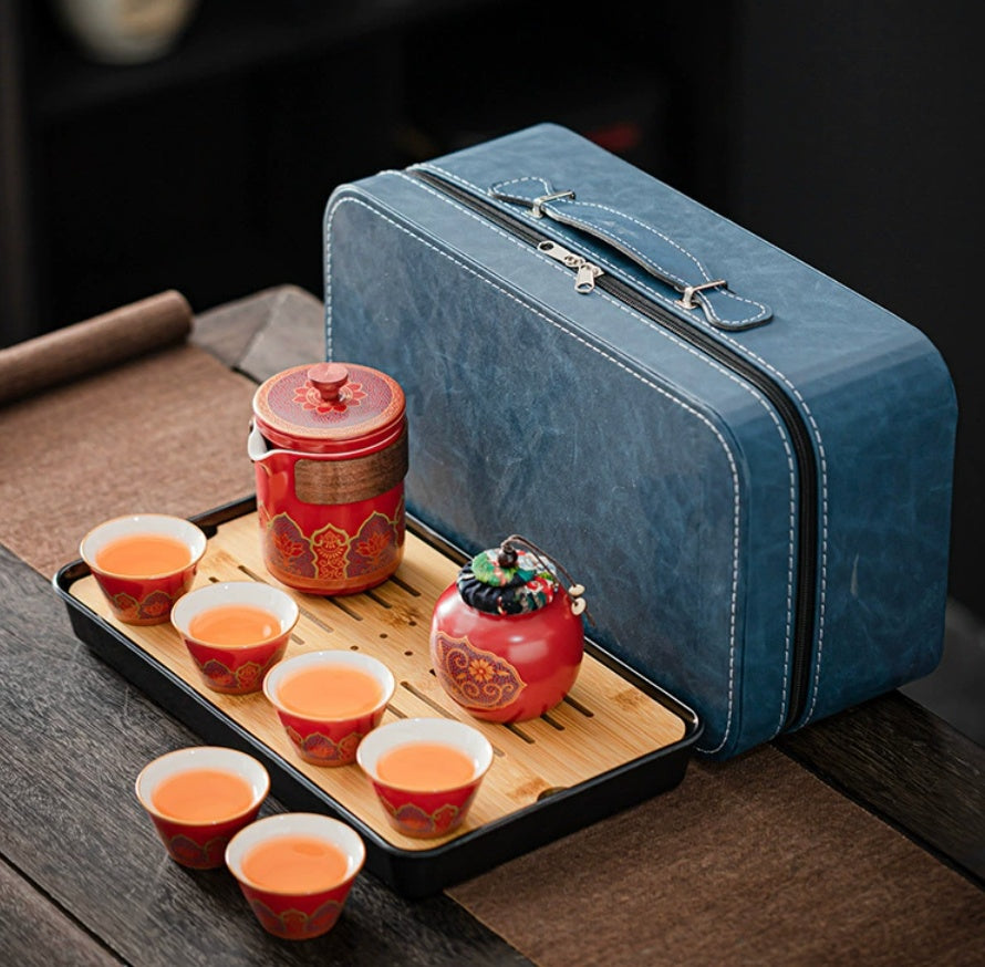 Tea Set Ceramic One Pot Four Cups Gift Box