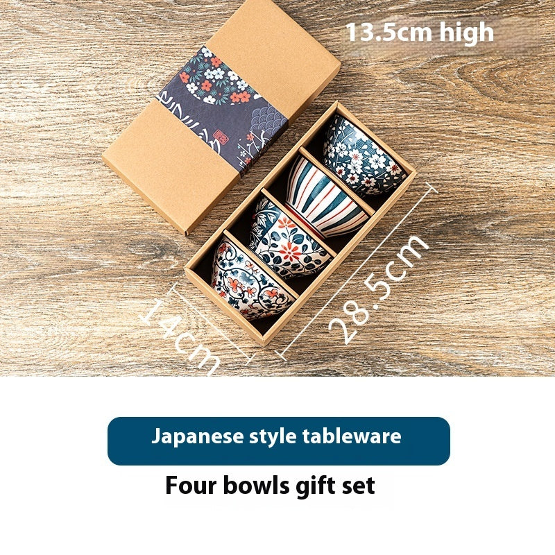 Japanese-style Cowhide Ceramic Bowl Dish & Plate Gift Box
