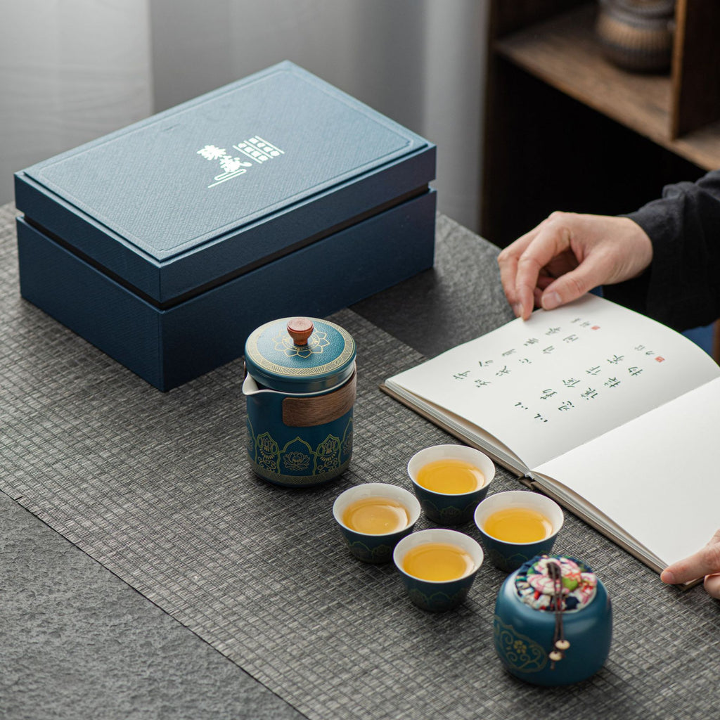 Tea Set Ceramic One Pot Four Cups Gift Box