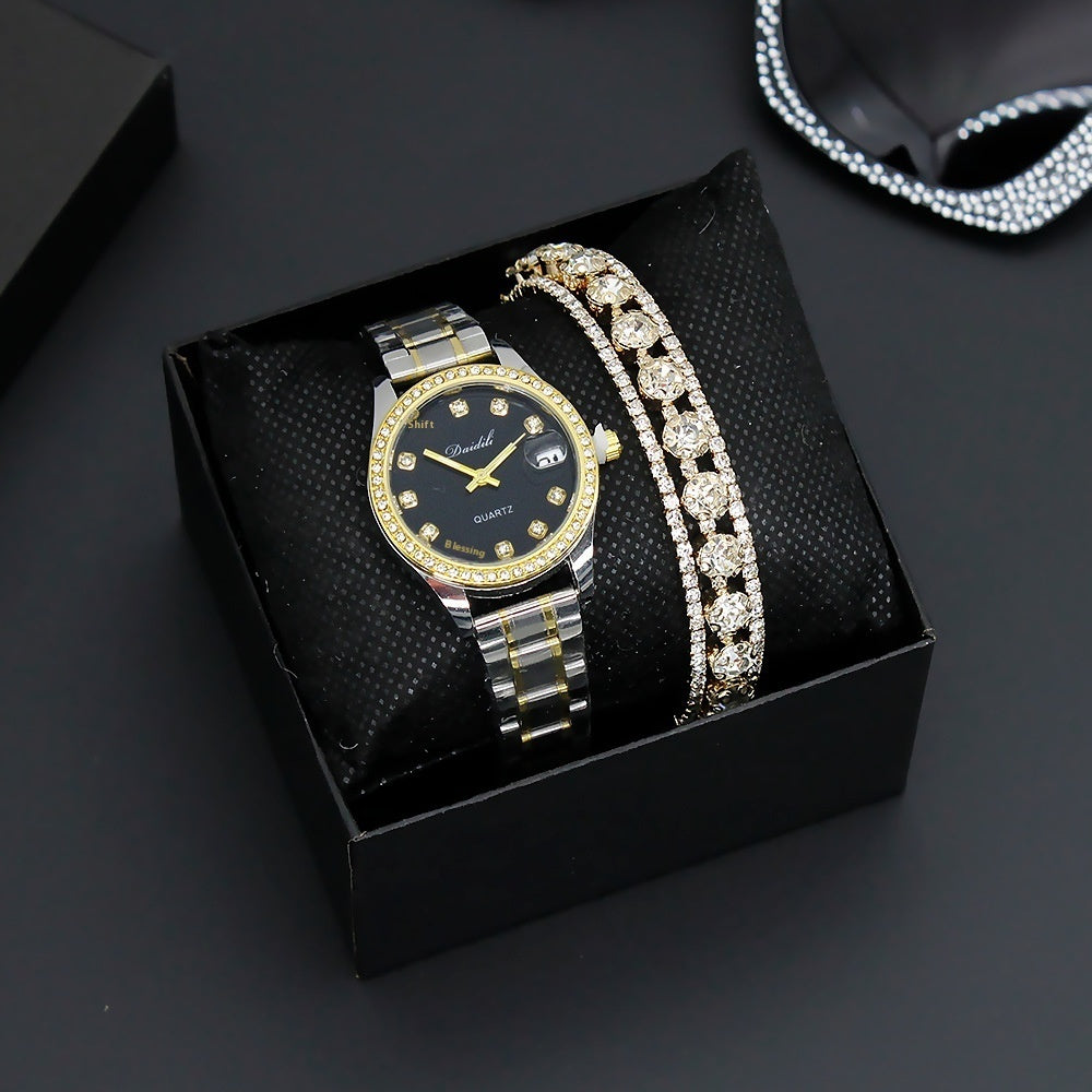 Women's Luxury Diamond Watch & Bracelet Gift Box