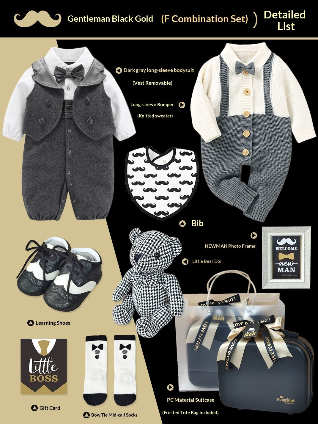 Baby High-End Gift Box Little Gentleman Black And Gold