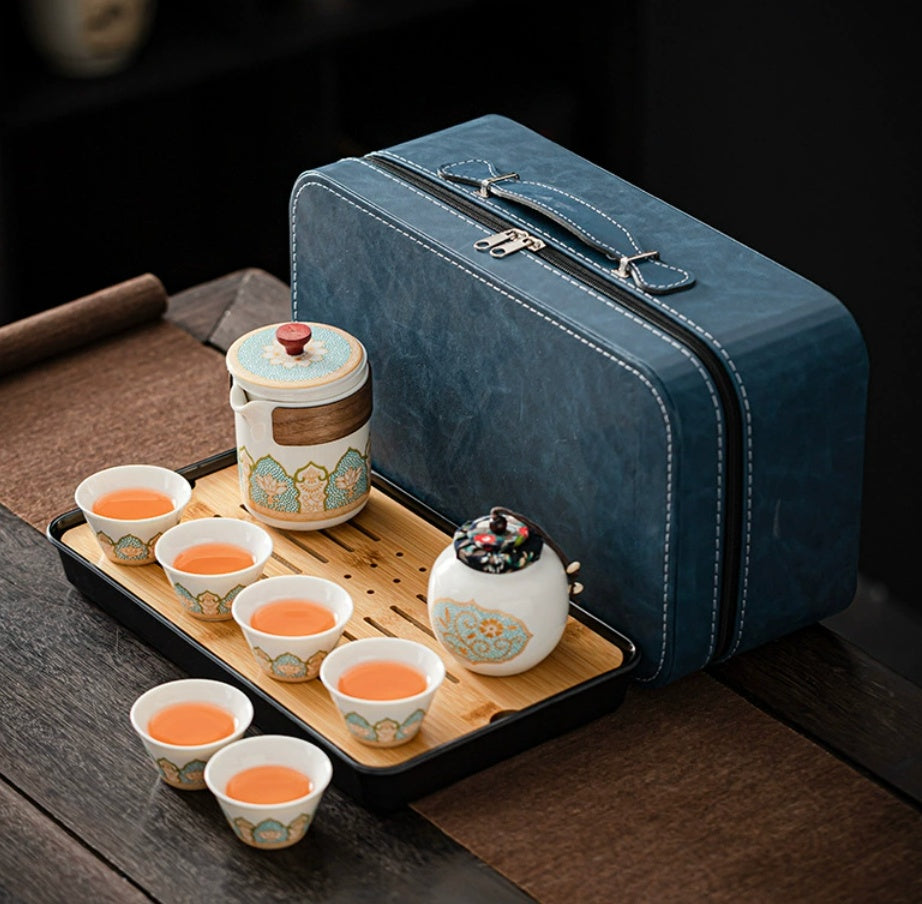 Tea Set Ceramic One Pot Four Cups Gift Box