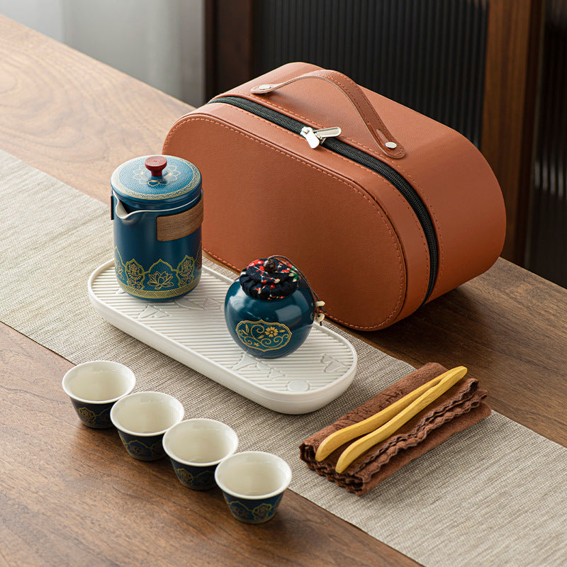 Tea Set Ceramic One Pot Four Cups Gift Box