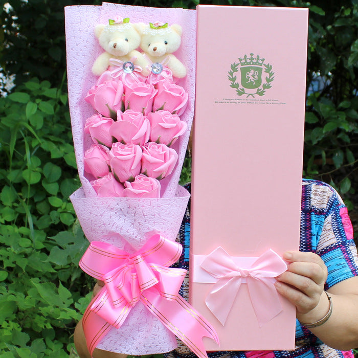Bear Soap Flower Bundle Gift Box