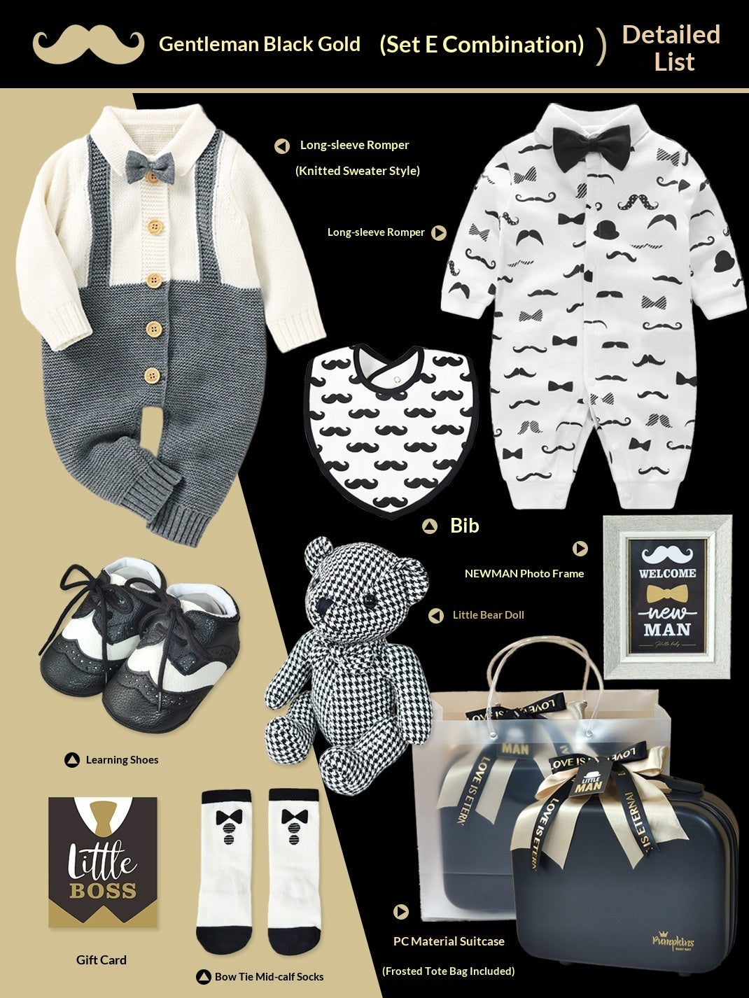 Baby High-End Gift Box Little Gentleman Black And Gold