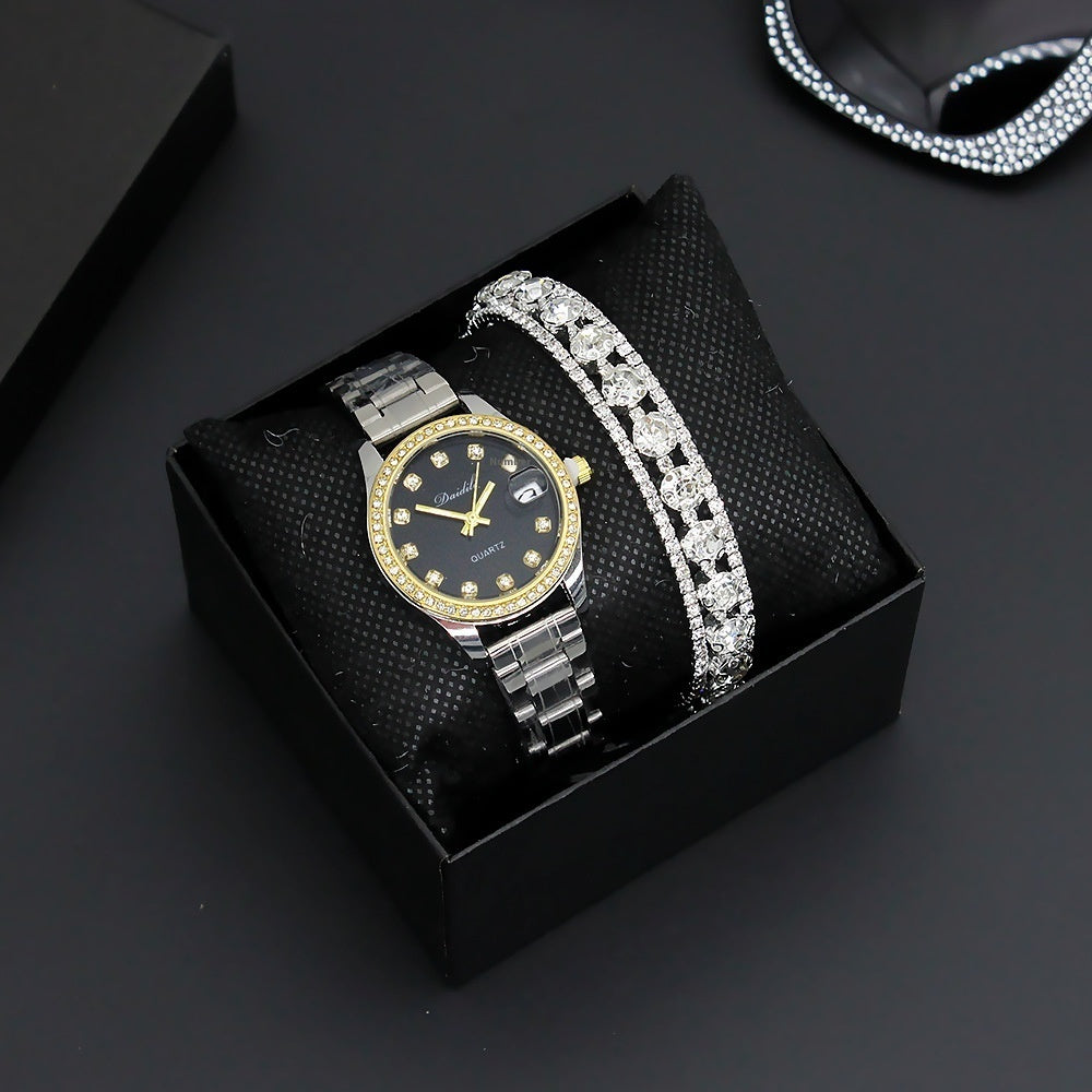 Women's Luxury Diamond Watch & Bracelet Gift Box