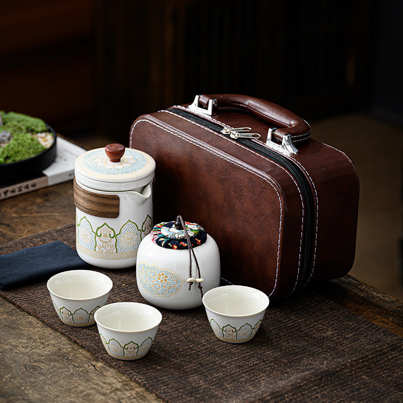 Tea Set Ceramic One Pot Four Cups Gift Box