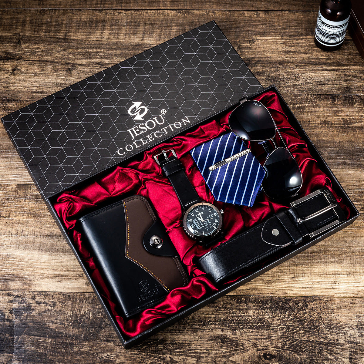 Men's Watch Belt Tie Wallet Gift Box