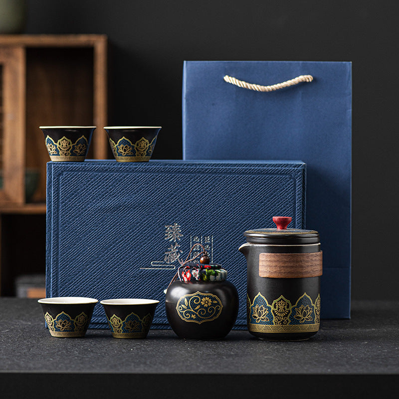 Tea Set Ceramic One Pot Four Cups Gift Box