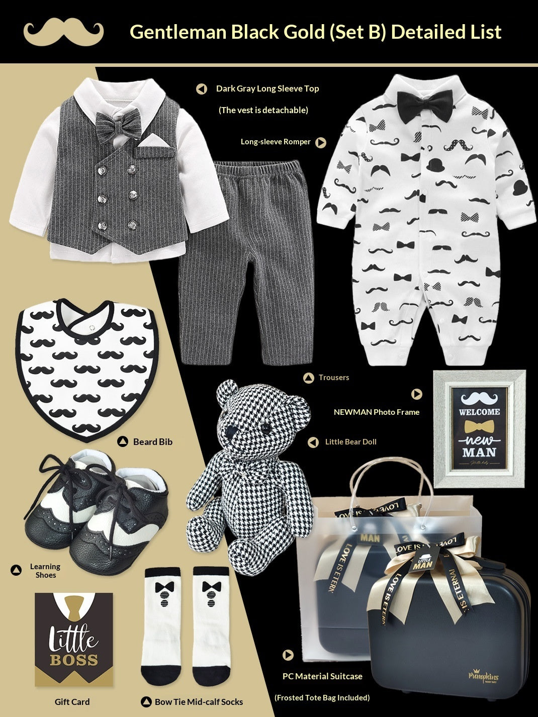 Baby High-End Gift Box Little Gentleman Black And Gold