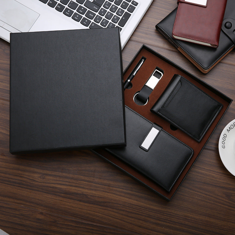 Notebook Signature Pen Keychain Business Card Holder Four-piece Set Gift Box