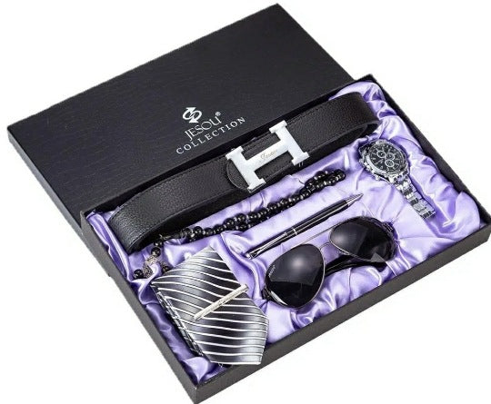 Men's Watch Belt Tie Wallet Gift Box