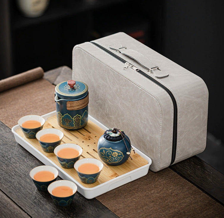 Tea Set Ceramic One Pot Four Cups Gift Box