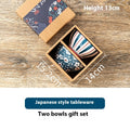 Japanese-style Cowhide Ceramic Bowl Dish & Plate Gift Box