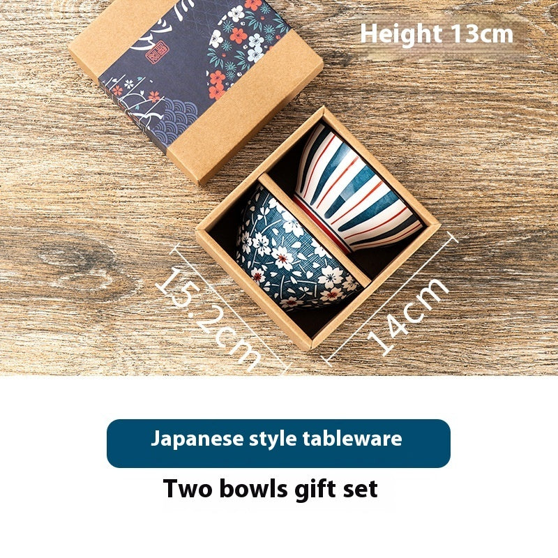 Japanese-style Cowhide Ceramic Bowl Dish & Plate Gift Box