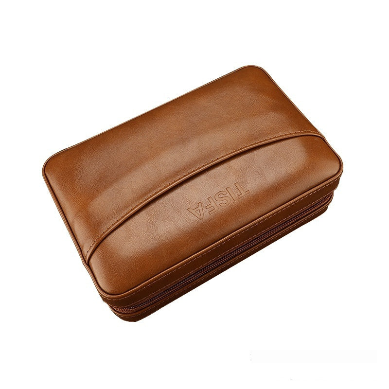 Cedar Wood Leather Cigar Gift Box